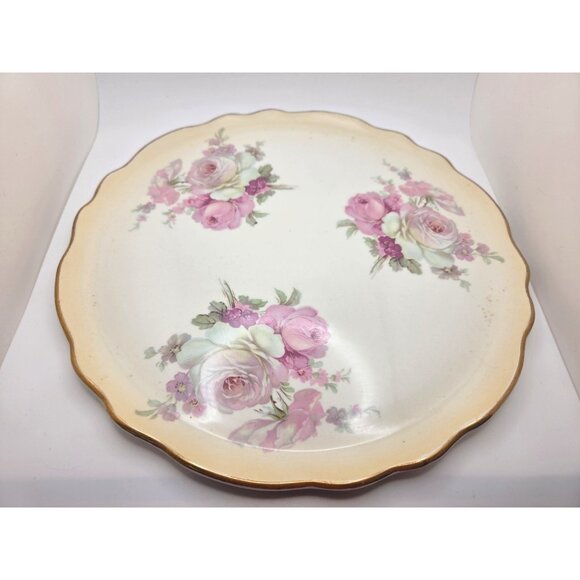 Vintage Old Foley Plate 10.75" Harmony Rose Platter James Kent Dish Roses & Gold - Picture 1 of 8